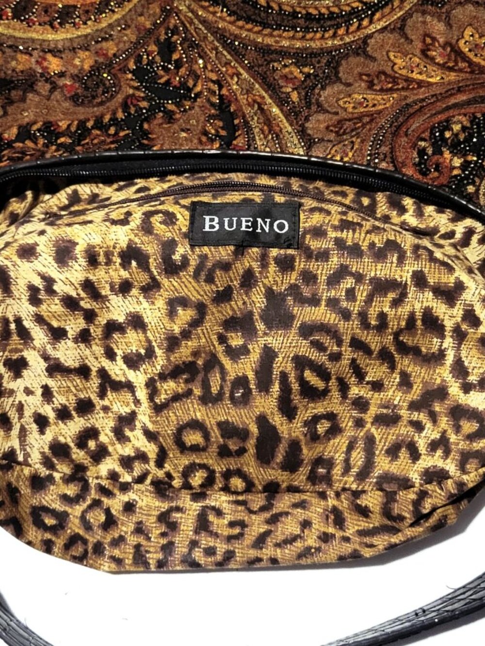 Bueno Tapestry Purse Half Moon Structured Boho Cottagecore Sparkle Vintage - Picture 15 of 16